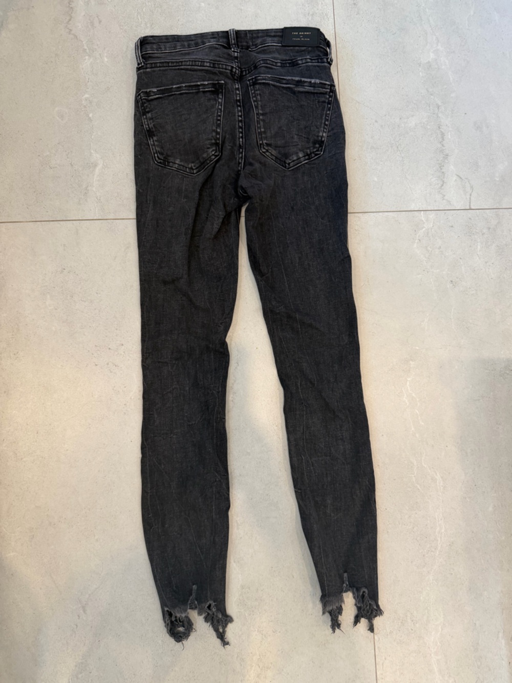 ZARA Black Distressed Skinny Jeans Raw Hem Frayed Ankle Size USA 2 - Picture 2 of 5